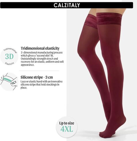 CALZITALY جوارب طويلة غير شفافة للفخذ، مقاس S، M/L، L/XL، XXL، XXXL، XXXXL in Kuwait