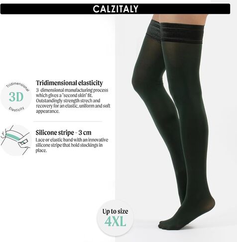 CALZITALY جوارب طويلة غير شفافة للفخذ، مقاس S، M/L، L/XL، XXL، XXXL، XXXXL in Kuwait