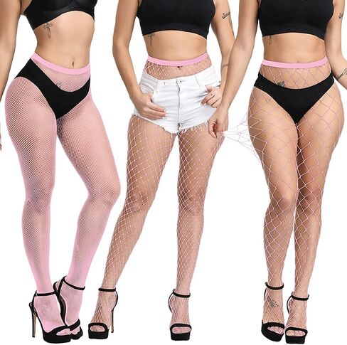 Blostirno Women’s High Waist Fishnet Stockings Tights Thigh Highs Pantyhose Sexy Stocking in Kuwait