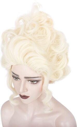 شعر مستعار أشقر قصير من WeKen للنساء Bridgerton Cosplay يناسب أزياء الخمسينات والثمانينات من القرن الثامن عشر الفيكتوري الباروك ماري أنطوانيت للنساء البالغات في الهالوين in Kuwait