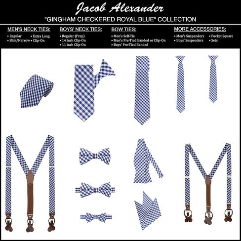 Jacob Alexander Men's Gingham Checkered Pattern Neck Tie in Kuwait