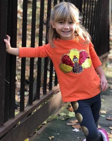HH Family Thanksgiving Shirts for Girls and Boys Flip Sequin Turkey Tee Kids T-Shirt in Saudi Arabia