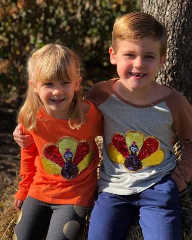 HH Family Thanksgiving Shirts for Girls and Boys Flip Sequin Turkey Tee Kids T-Shirt in Saudi Arabia