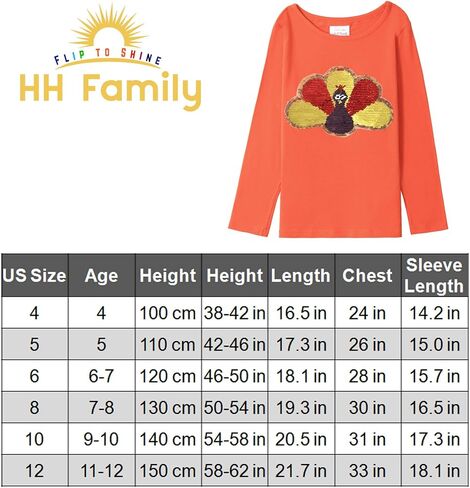 HH Family Thanksgiving Shirts for Girls and Boys Flip Sequin Turkey Tee Kids T-Shirt in Saudi Arabia