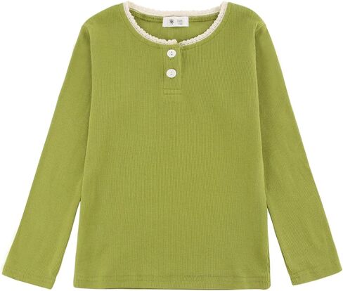 قميص Henley بأكمام طويلة للفتيات الصغيرات، بلوفر برقبة دائرية للفتيات in Kuwait