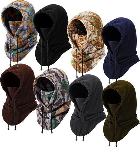 Suhine 8 Pcs Balaclava Warm Fleece Ski Mask Winter Hat with Neck Cover Windproof Face Covers for Men Women Outdoor Cold Weather Neck Warmer, 8 Styles in Saudi Arabia