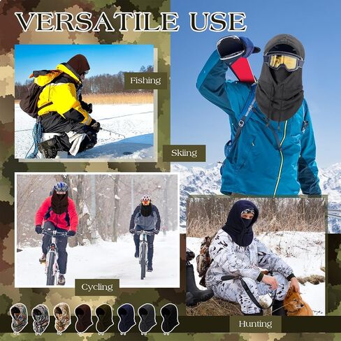 Suhine 8 Pcs Balaclava Warm Fleece Ski Mask Winter Hat with Neck Cover Windproof Face Covers for Men Women Outdoor Cold Weather Neck Warmer, 8 Styles in Saudi Arabia