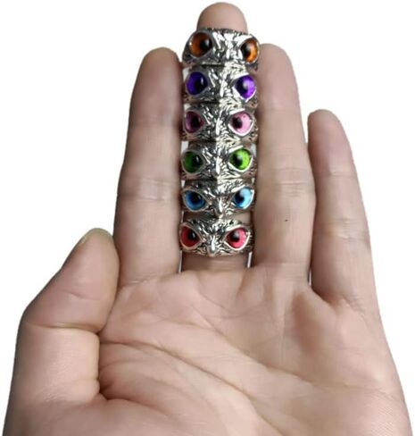 خاتم بتصميم بومة عتيقة من دوبيان 5 قطع، خاتم مفتوح على شكل حيوان رترو قابل للتعديل، خاتم بتصميم بومة مفتوح، خاتم مجوهرات هدية مجوهرات من المعدن والكريستال in Kuwait