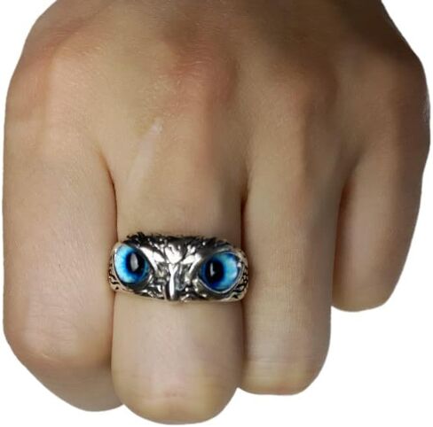 خاتم بتصميم بومة عتيقة من دوبيان 5 قطع، خاتم مفتوح على شكل حيوان رترو قابل للتعديل، خاتم بتصميم بومة مفتوح، خاتم مجوهرات هدية مجوهرات من المعدن والكريستال in Kuwait