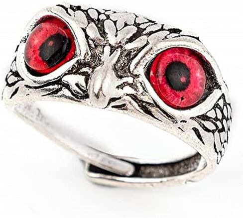 خاتم بتصميم بومة عتيقة من دوبيان 5 قطع، خاتم مفتوح على شكل حيوان رترو قابل للتعديل، خاتم بتصميم بومة مفتوح، خاتم مجوهرات هدية مجوهرات من المعدن والكريستال in Kuwait