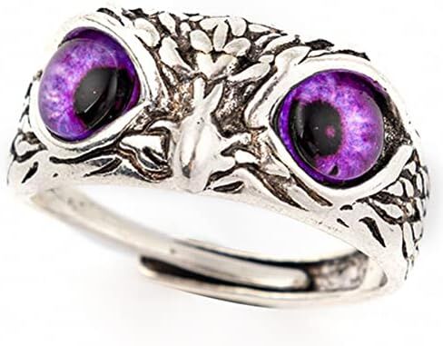 خاتم بتصميم بومة عتيقة من دوبيان 5 قطع، خاتم مفتوح على شكل حيوان رترو قابل للتعديل، خاتم بتصميم بومة مفتوح، خاتم مجوهرات هدية مجوهرات من المعدن والكريستال in Kuwait