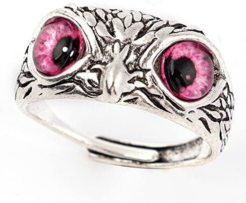 خاتم بتصميم بومة عتيقة من دوبيان 5 قطع، خاتم مفتوح على شكل حيوان رترو قابل للتعديل، خاتم بتصميم بومة مفتوح، خاتم مجوهرات هدية مجوهرات من المعدن والكريستال in Kuwait