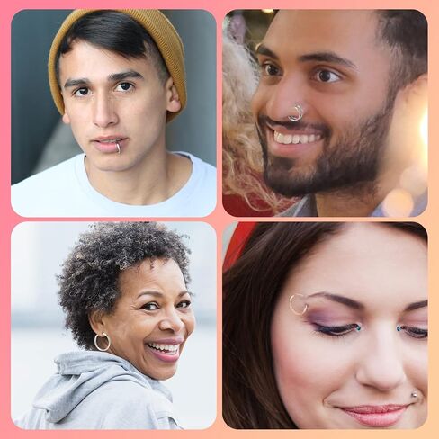 CrazyPiercing 15 قطعة من حلقات الأنف 20 جرام حلقة أنف صغيرة من الفولاذ المقاوم للصدأ حلقة أنف مزدوجة حلقة أنف لثقب واحد، مجوهرات مشبك الأنف للرجال والنساء in Kuwait