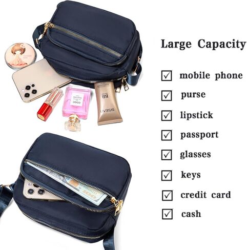 SEINPURE Women Nylon Crossbody Bag Waterproof Multi Pockets Shoulder Handbags Small Lightweight Travel Purse Adjustable Strap in Saudi Arabia