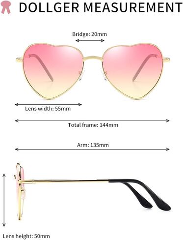 Dollger Heart Sunglasses for Women Polarized Style Mirror Lens Metal Gold Frame in Saudi Arabia