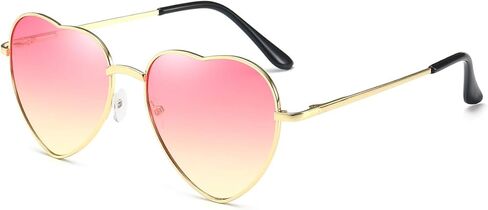 Dollger Heart Sunglasses for Women Polarized Style Mirror Lens Metal Gold Frame in Saudi Arabia