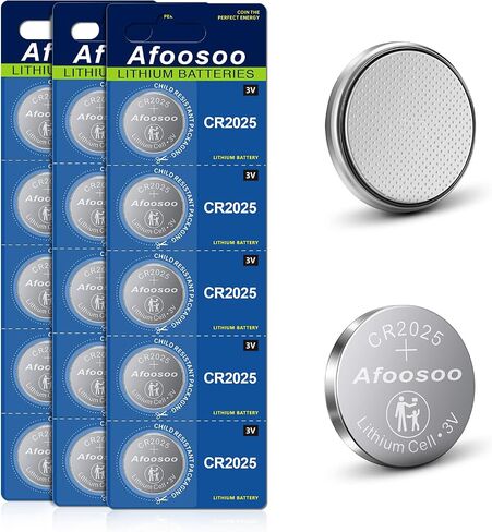 afoosoo CR2025 3V بطارية ليثيوم عملة - 15 حزمة CR 2025 بطارية للسيارة التحكم عن بعد مفتاح فوب مرسيدس بنز MB Fitbit Zip Watch Garmin Vivofit Jr 3 ميزان الحرارة باب المرآب استبدال الاستشعار in Kuwait