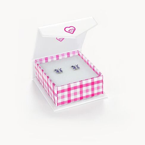 925 Sterling Silver Cubic Zirconia Butterfly Screw Back Earrings for Little Girls & Teens - Eye-catching and Fashionable Safety Stud Earrings - Sparkly and Elegant Jewelry for Girls in Saudi Arabia