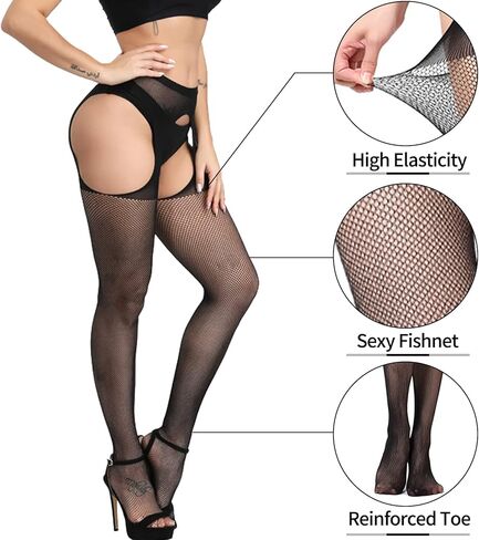 GPUSFAK 6 أزواج المرأة جوارب مثيرة جوارب شبكية الجوارب المرنة شبكة صيد السمك جوارب عالية الخصر in Kuwait