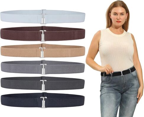 6 قطع من حزام مطاطي غير مرئي مع إبزيم مسطح لفساتين الجينز للنساء والرجال in Kuwait
