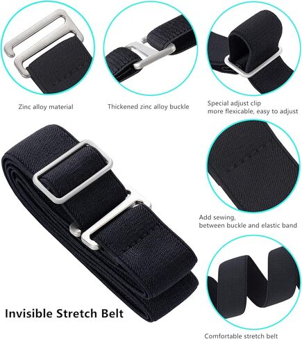 6 قطع من حزام مطاطي غير مرئي مع إبزيم مسطح لفساتين الجينز للنساء والرجال in Kuwait