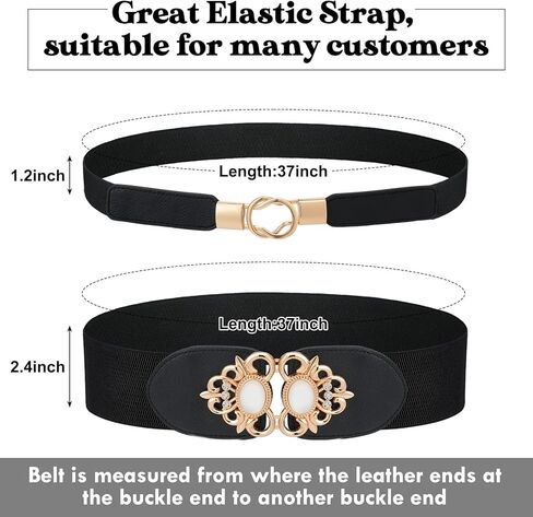 اكسينمي 4 قطع من احزمة الخصر بمقاس كبير للنساء، حزام عريض مرن بتصميم فينتاج لتزيين الفساتين، لون اسود، مقاس XXL in Kuwait