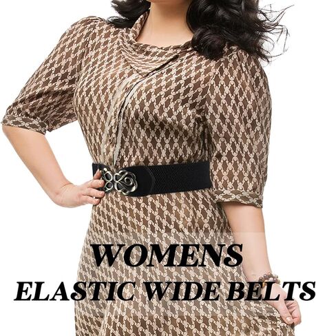 اكسينمي 4 قطع من احزمة الخصر بمقاس كبير للنساء، حزام عريض مرن بتصميم فينتاج لتزيين الفساتين، لون اسود، مقاس XXL in Kuwait