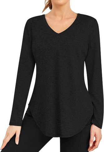 Womens Workout Tops Long Sleeve Lightweight Sport Active Shirt for Hiking Dancing Running Clothes in Saudi Arabia