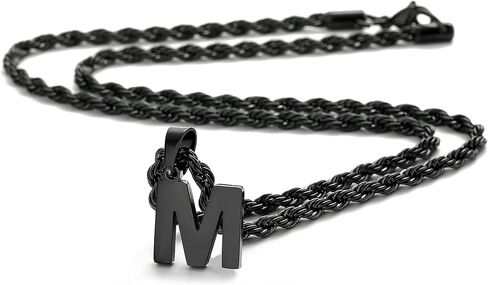 WEDDINEN Layered Initial Letter Pendant Necklace for Men Figaro Twist Rope Chain Necklace Jewelry Gift for Men Boys in Kuwait