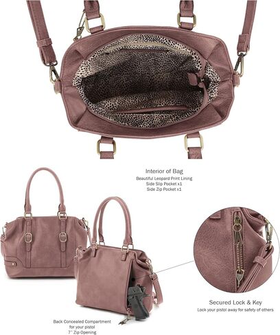 JESSIE & JAMES Elena Concealed Carry Satchel Purse Top Handle Shoulder Tote Bags For Women with Lock and Key in Kuwait