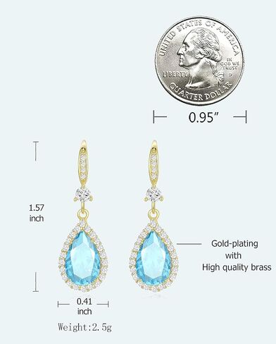 Diamond Dangle Earrings for Women Silver/Gold Plated Rhinestone Drop Chandelier Dangling Teardrop Earring Set Birthstone Wedding Costume Jewelry Gift for Women in Kuwait
