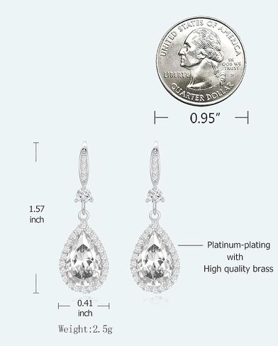 Diamond Dangle Earrings for Women Silver/Gold Plated Rhinestone Drop Chandelier Dangling Teardrop Earring Set Birthstone Wedding Costume Jewelry Gift for Women in Saudi Arabia