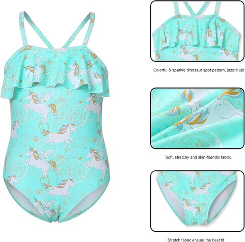 Phineein Girls One-Piece Swimwear Tropical Fruit Heart Print Ruffle Bathing Suit in Kuwait