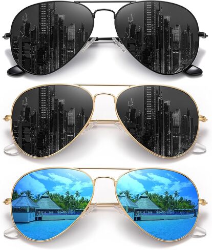نظارات شمسية MEETSUN Aviator للرجال والنساء، إطار معدني مستقطب للحماية من الأشعة فوق البنفسجية 400 in Kuwait