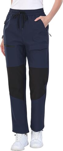 MoFiz Women's Waterproof Windproof Ski Snow Hiking Cargo Pants Warm Fleece Lined Elastic Waisted Zipper Pockets Winter in Kuwait