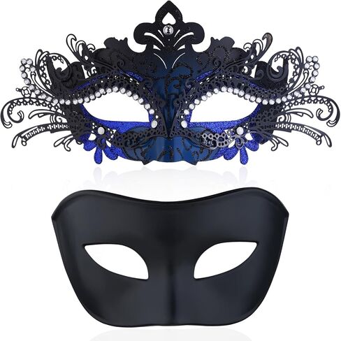 قناع تنكر للزوجين من Sprfragrance للنساء، قناع الهالوين الفينيسي نصف قناع ماردي غرا للرجال والنساء in Kuwait