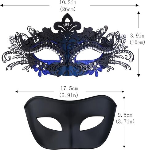 قناع تنكر للزوجين من Sprfragrance للنساء، قناع الهالوين الفينيسي نصف قناع ماردي غرا للرجال والنساء in Kuwait