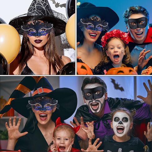 قناع تنكر للزوجين من Sprfragrance للنساء، قناع الهالوين الفينيسي نصف قناع ماردي غرا للرجال والنساء in Kuwait