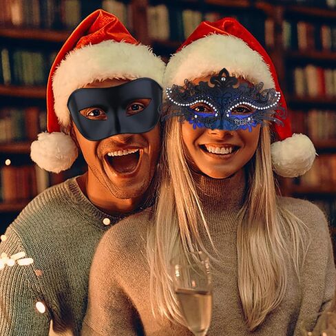 قناع تنكر للزوجين من Sprfragrance للنساء، قناع الهالوين الفينيسي نصف قناع ماردي غرا للرجال والنساء in Kuwait