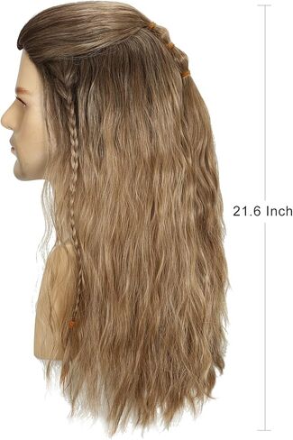 شعر مستعار طويل مجعد بني من بارتي زون للرجال، باروكات صناعية للحفلات التنكرية والحفلات التنكرية، شعر الهالوين، شعر الكريسماس (بني) in Kuwait