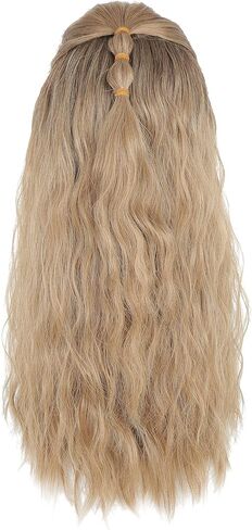 شعر مستعار طويل مجعد بني من بارتي زون للرجال، باروكات صناعية للحفلات التنكرية والحفلات التنكرية، شعر الهالوين، شعر الكريسماس (بني) in Kuwait