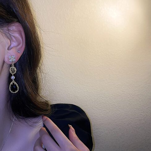 Black Vintage Pearl Earrings Black Earrings for Women Pearl Drop Earrings Teardrop Chandelier Long Dangle Earrings Baroque Earrings Bohemian Earrings in Saudi Arabia