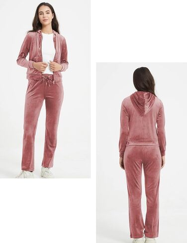Bobo Bloom Women Velour Tracksuit 2 Piece Long Sleeve Sweatshirts Jogger Pant Hoodies Two Piece Outfits with Pockets 2023 in Kuwait