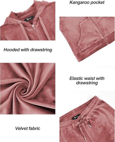 Bobo Bloom Women Velour Tracksuit 2 Piece Long Sleeve Sweatshirts Jogger Pant Hoodies Two Piece Outfits with Pockets 2023 in Kuwait