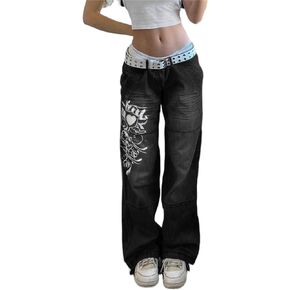 Zempertoopa Women’s Y2K Baggy Jeans Wide Leg Straight Grunge Denim Pants High Waist Casual Loose Cargoes Trouser Streetwear
