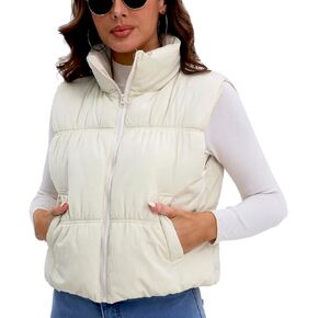 VOHOTO Womens Cropped Puffer Vest Zip Up Stand Collar Padded Sleeveless Lightweight Jacket Winter Coats With Pockets in Kuwait