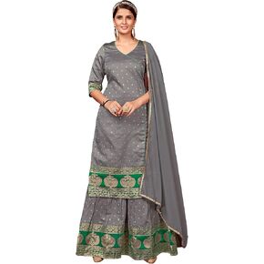 Indian Kurti for Womens With Palazzo Dupatta | Art Silk Woven Kurta Kurtis Tunic For Women in Saudi Arabia