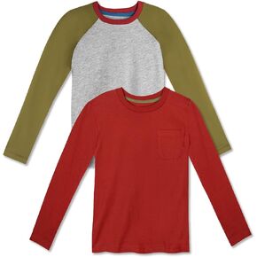 Mightly Boys and Girls' Long Sleeve Raglan Shirt | Organic Cotton, Colorful Casual Stylish Clothes, Soft&Fresh Crew Neck Tee