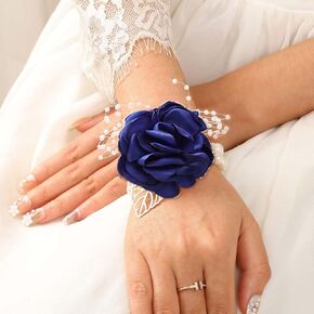 CASDRE Bridal Wrist Corsage Pearl Bride Wedding Hand Flower Wrist Bracelet Prom Wrist Floral Corsage Wedding Accessories for Women and Girls