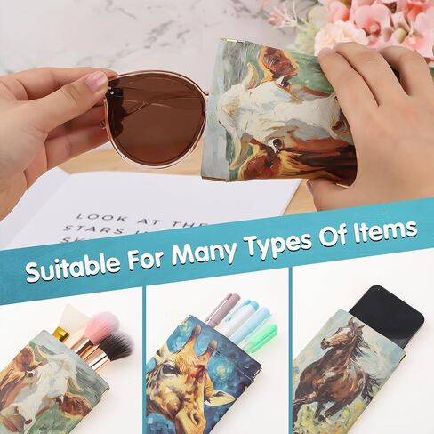 JieyueJewelry 3 قطع من حافظات النظارات الناعمة، حافظة نظارات محمولة قابلة للضغط، حافظة جلدية لنظارات القراءة للنساء والرجال in Kuwait